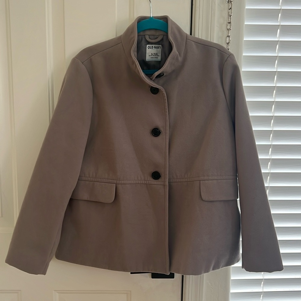 Taupe Funnel Neck Swing Coat - XLP